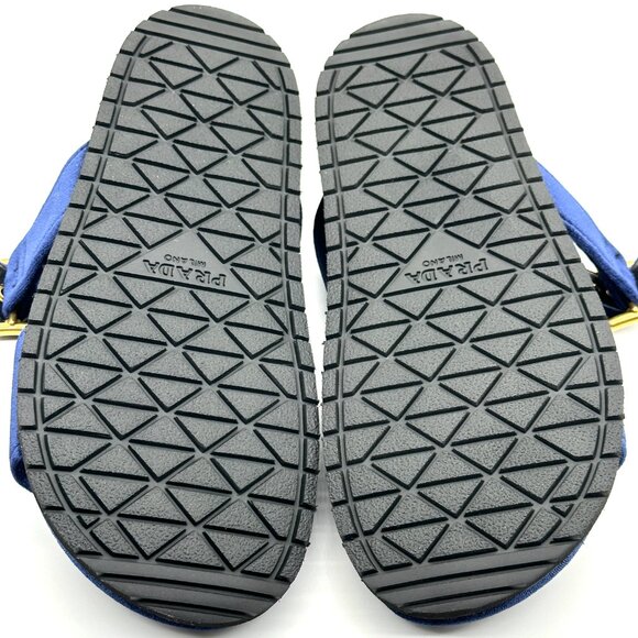 PRADA Triangle Logo Double Dual Band Velvet Flat Slide Dad Sandals Shoes - Picture 14 of 15